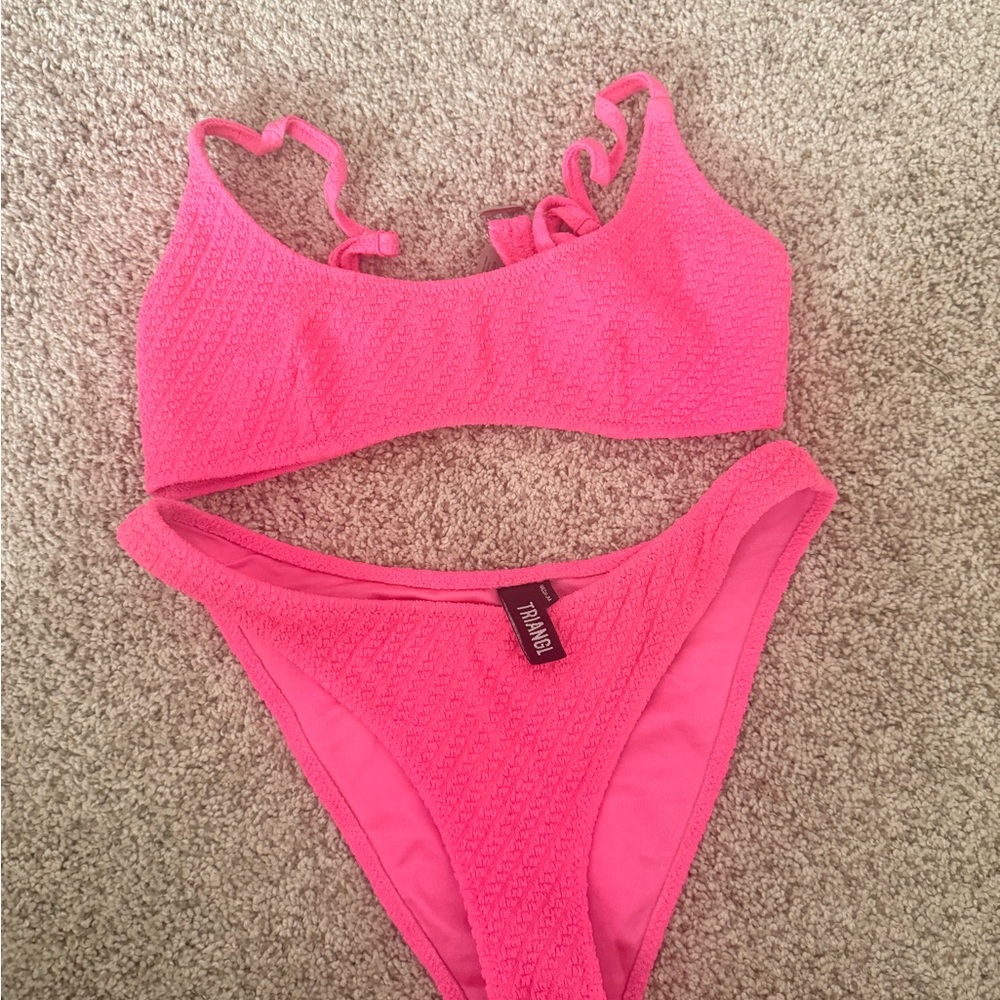 Triangl Swimwear Pink Bikini Size small top medium bottom
